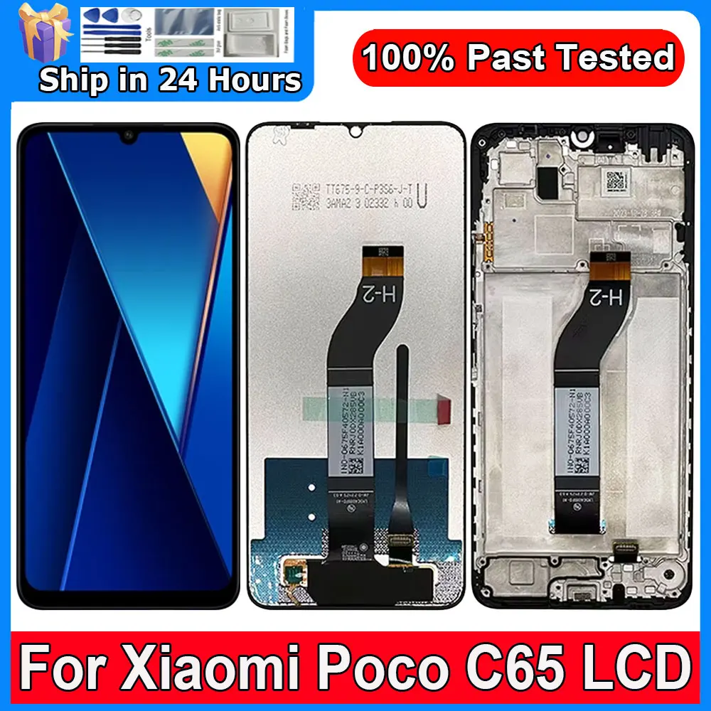 Screen For Xiaomi Poco C65 LCD Display With Frame Touch Screen Panel Digitizer Replacement For Poco C65 2310FPCA4G, 2310FPCA4I