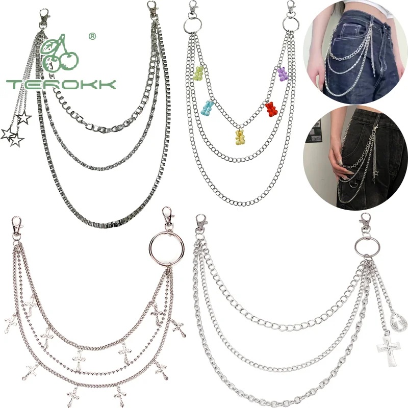 نجمة شرابة السراويل المعدنية الخصر سلسلة الملابس ديكور قلادة الهيب هوب السراويل الجينز حزام سلسلة المفاتيح مجوهرات هدية