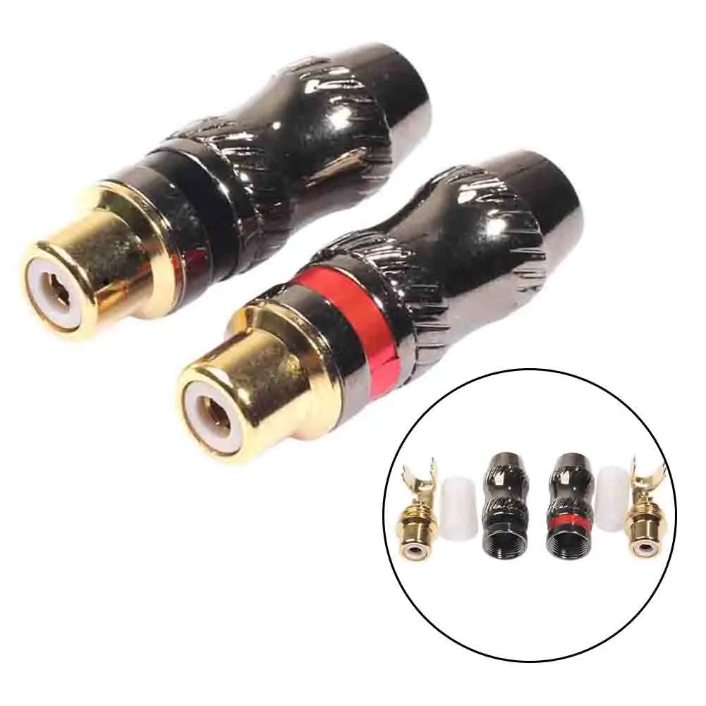 2PCS Gray For RCA Female Lotus Connectors for Soldering Gold Plated Contacts Resist Fading for Custom Cable Builds