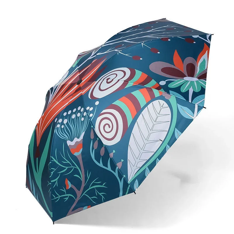 Creative Printing Automatic Opening and Closing UV Resistant Sun Umbrella for Women