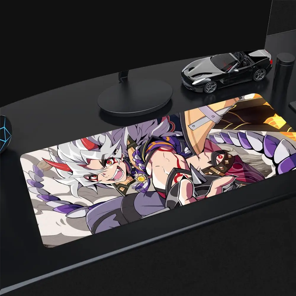 Anime Genshin Impact Arataki Itto Mousepad Mouse Mat Desk Mat With Pad Gaming Accessories Prime Gaming XXL Keyboard Pad Stitch