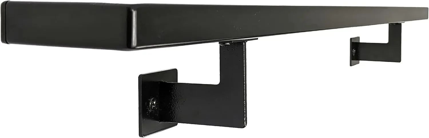 Contemporary Aluminum Complete Handrail Grab Bar Set, Brackets Included, Black Powder Coated Finish (4 Foot Handrail Set)