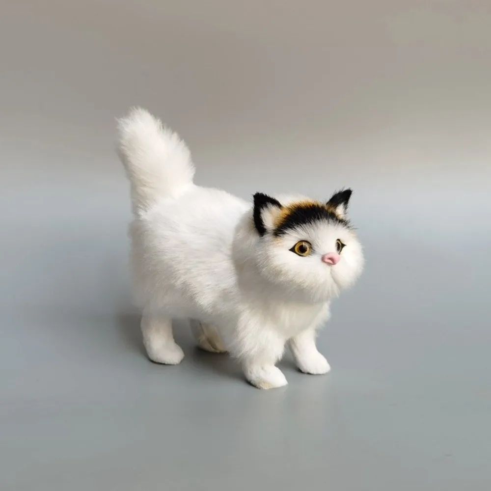 

Artificial Mini Cat Plush Toy Faux Fur Fluffy Soft Kitten Plush Doll Toy Desktop Ornament Stuffed Animals Simulated Cat