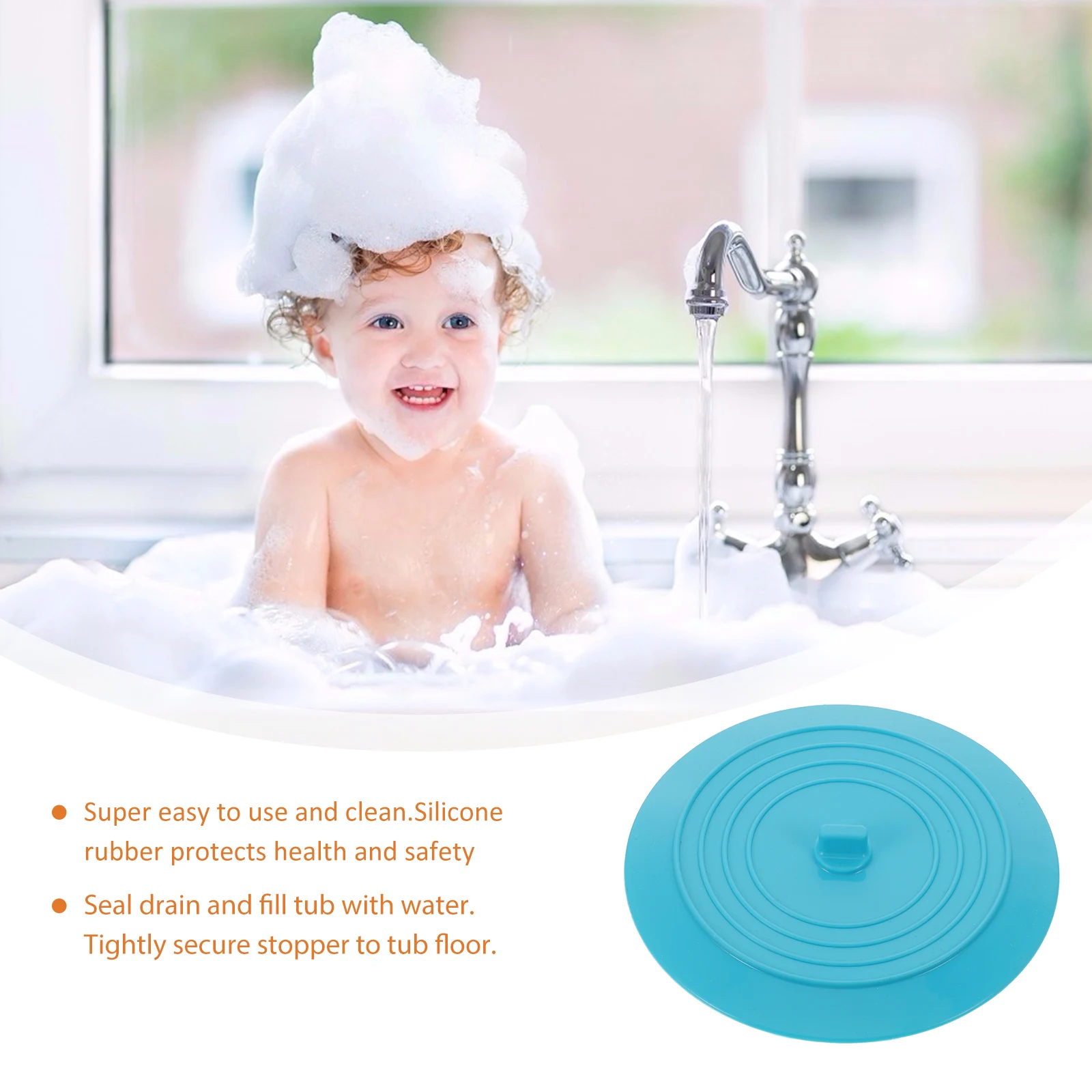 

Bathtub Stopper Silicone Drain Cover Blue Universal Suction Cup Seal Plug Bath Tub Drain Stopper Bathroom Sink