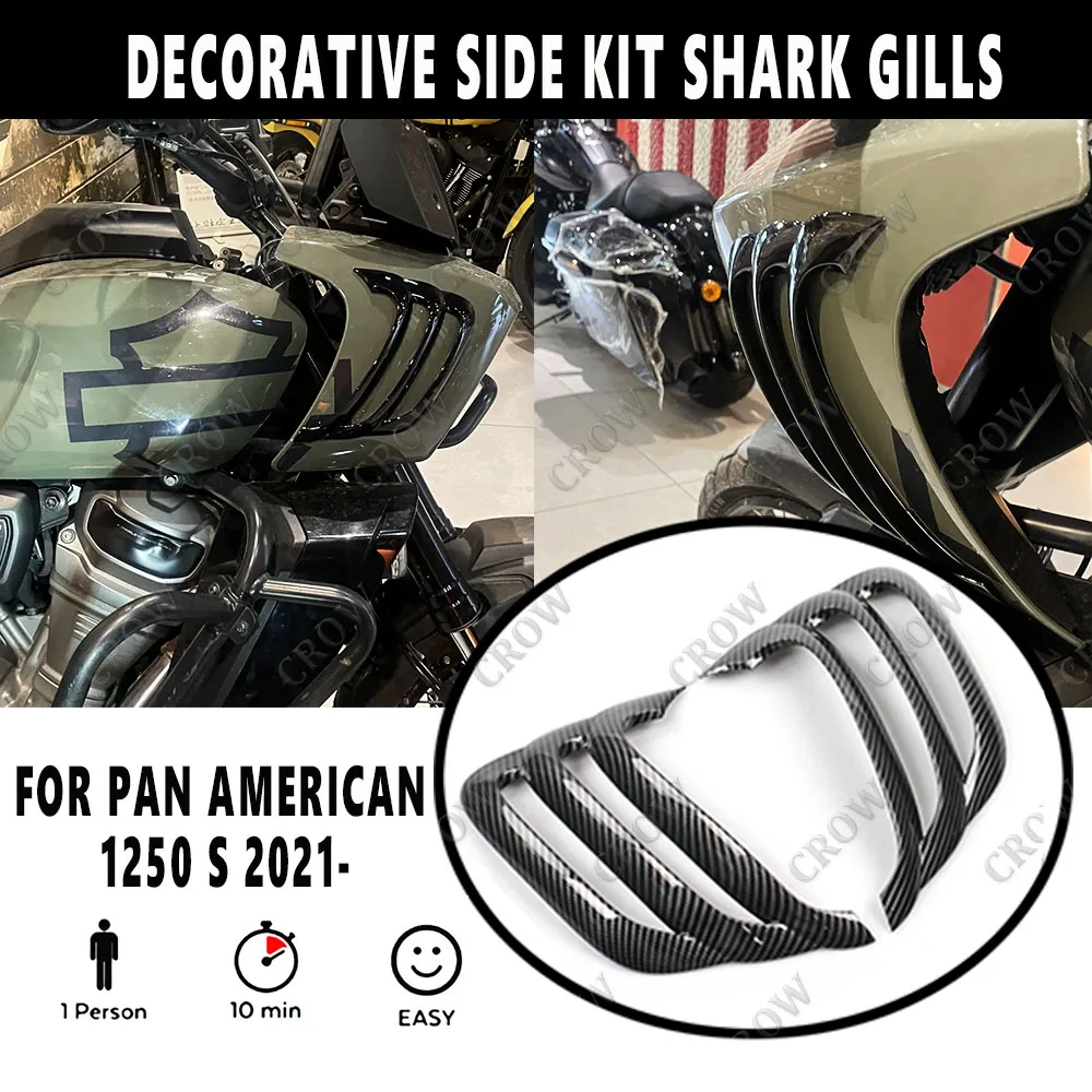 For Harley PAN AMERICA 1250 S PA1250S 2021 2022 2023 2024 Motorcycle New Accesssory Black Decorative Side Kit Shark Gills