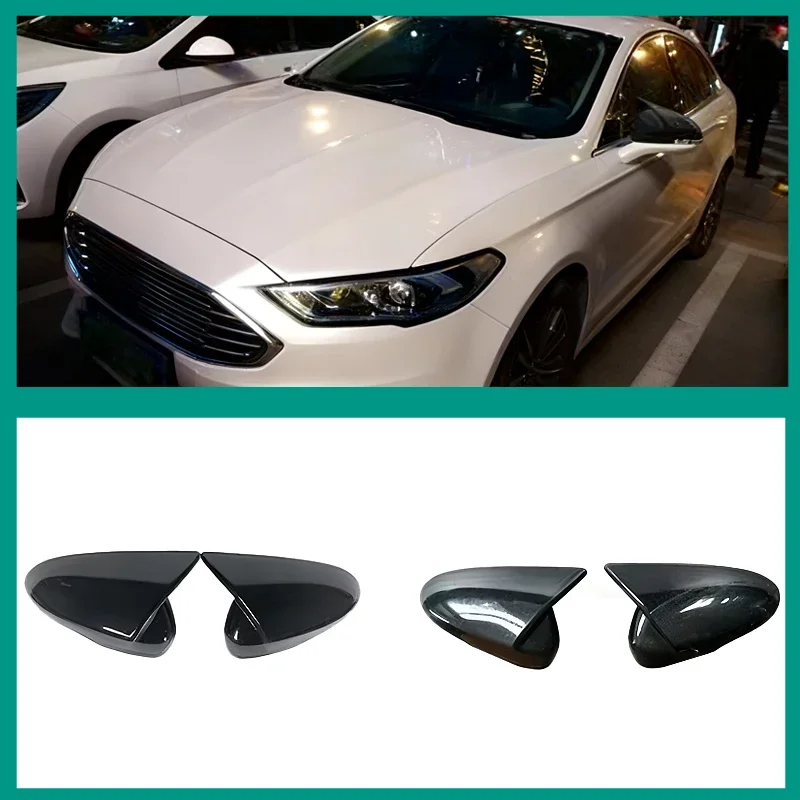 For Ford Mondeo/Fusion 2013 -2023 Low profile Carbon Fiber Paste Rear Side Horn Mirrors Rearview Cover Trim car accessories