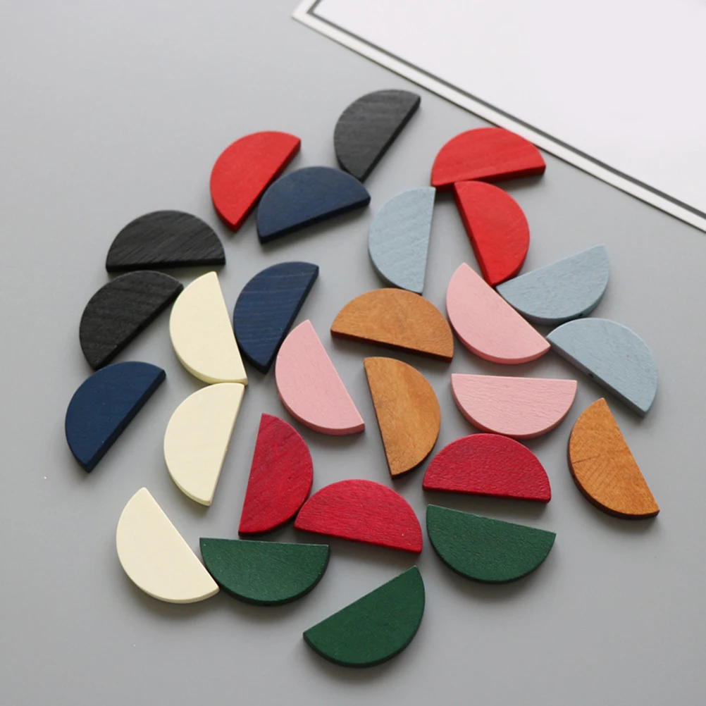 

20pcs Wooden Earring Pendant Set Diy Jewelry Making Accessories Eco-Friendly Durable Semicircle Design For Handmade Unique