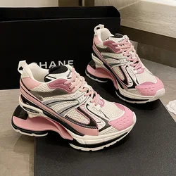Flat Platform Daddy Shoes Women Patchwork Air Cushion Elastic Shoes Thick Sole Shock-Absorbing Spaceship Sneakers Unisex