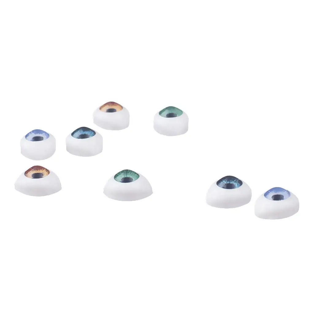 4 Pairs Ovale Platte Achterkant Plastic Ogen 5mm/6mm/7mm/8mm/9mm Iris voor Porselein of Reborn Poppen Maken DIY Benodigdheden