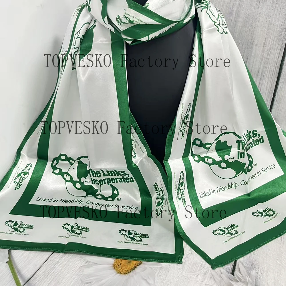 LINKS Greek Letter Rose Green And White Scarf