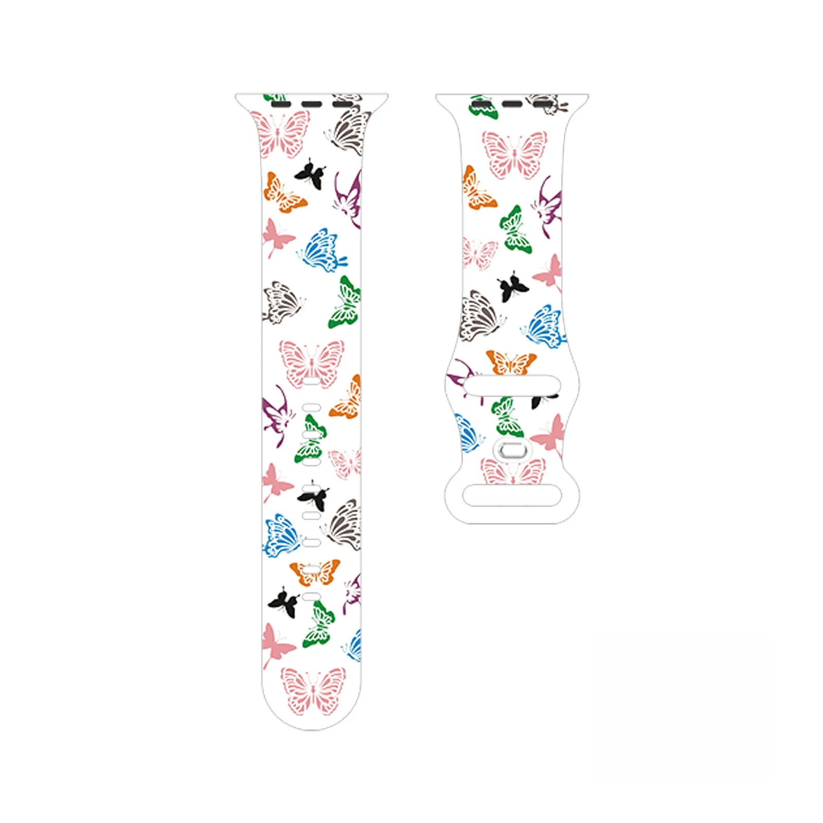 

Colored Butterfly Print Strap for Apple Watch 10 9 8 Silicone Band Replaceable Bracelet for iWatch 46mm 44mm 42mm 41mm Watchband