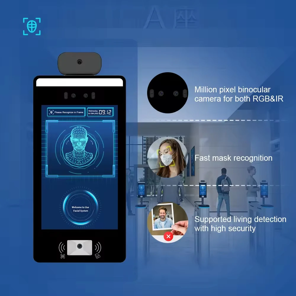 SCANMAX F6CS AI برنامج التعرف على الوجه السحابي المجاني وقت الحضور الذكي NFC التحكم في الوصول USB FR05 Android Machine