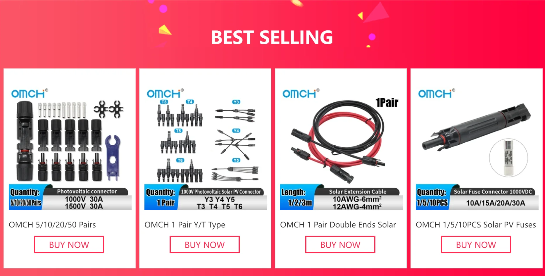 OMCH 1/5/10 Stück Solar-PV-Sicherungsstecker IP67 Wasserdichter Sicherungshalter 1000VDC mit Sicherung 10A/15A/20A/30A für Solarstromsysteme – Detail 1
