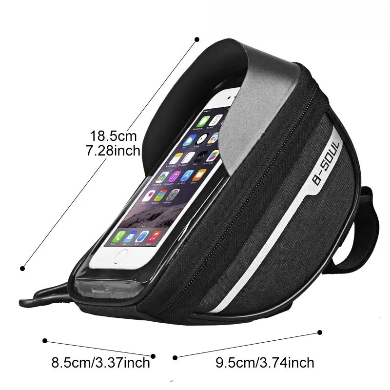 Bolsa impermeable para manillar de bicicleta de montaña, soporte para teléfono, para tubo superior delantero, con pantalla táctil