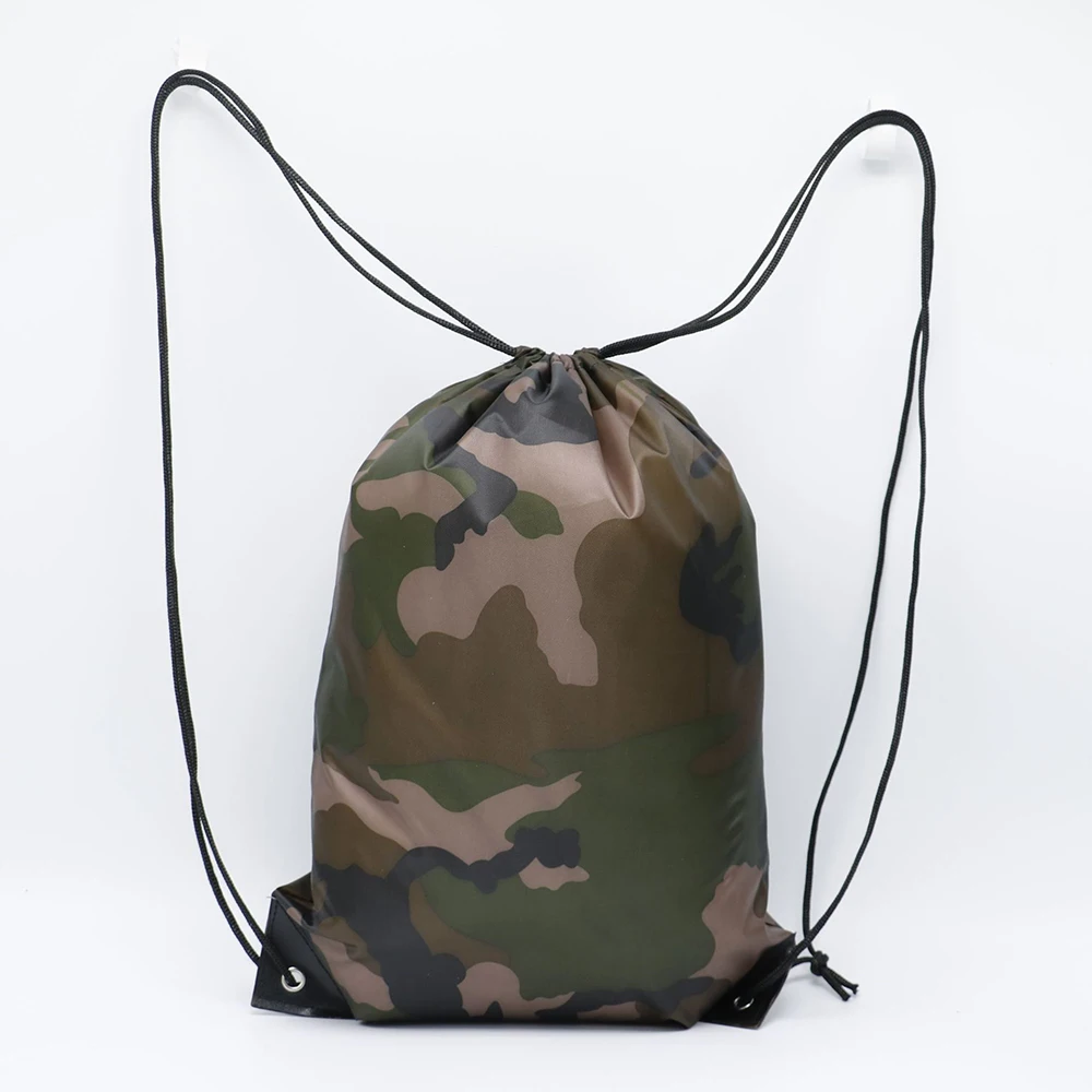 Unisex Small Thicken Shoes Clothes Storage Travel Riding Camouflage Drawstring Bag Portable Sports Bag Backpack Oxford Bag