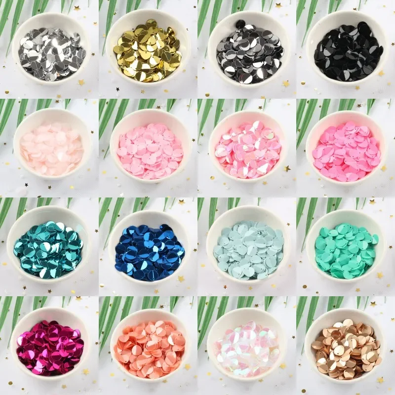 300pcs PVC Bulk Sequins DIY Sequins For Crafts Folding Sequins Side Drill Stage Clothing Decorations Making 10mm Sequin Set