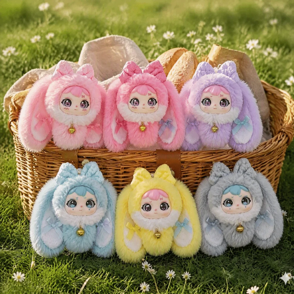 Cute Design Bowknot Rabbit Ear Keychain Bowknot Decoration Vinyl Face Vinyl Face Pendant Material 15cm Drooping Ear Rabbit