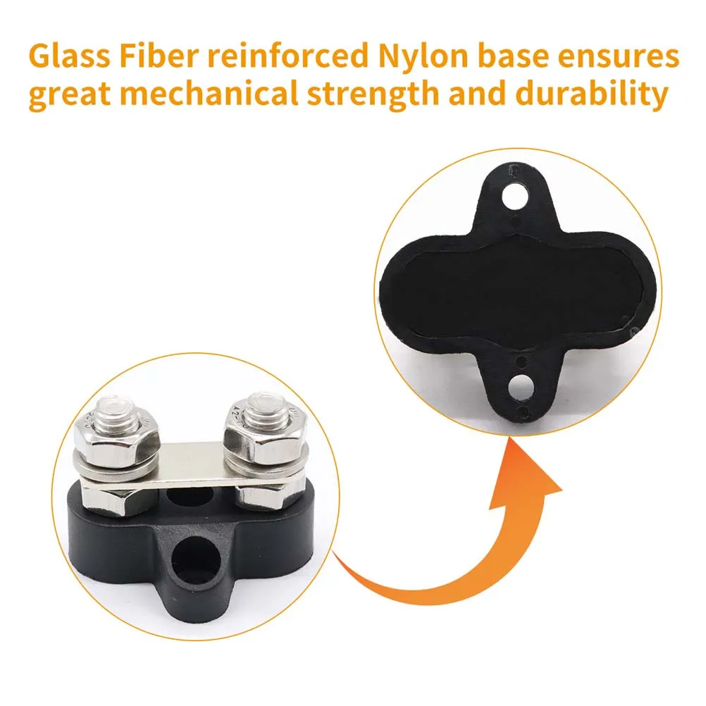 

M8 48V Dual Terminal Heavy Duty Power Distribution Block For Car Boat Truck Rv Glass Fiber Reinforced Nylon Base Car Bus