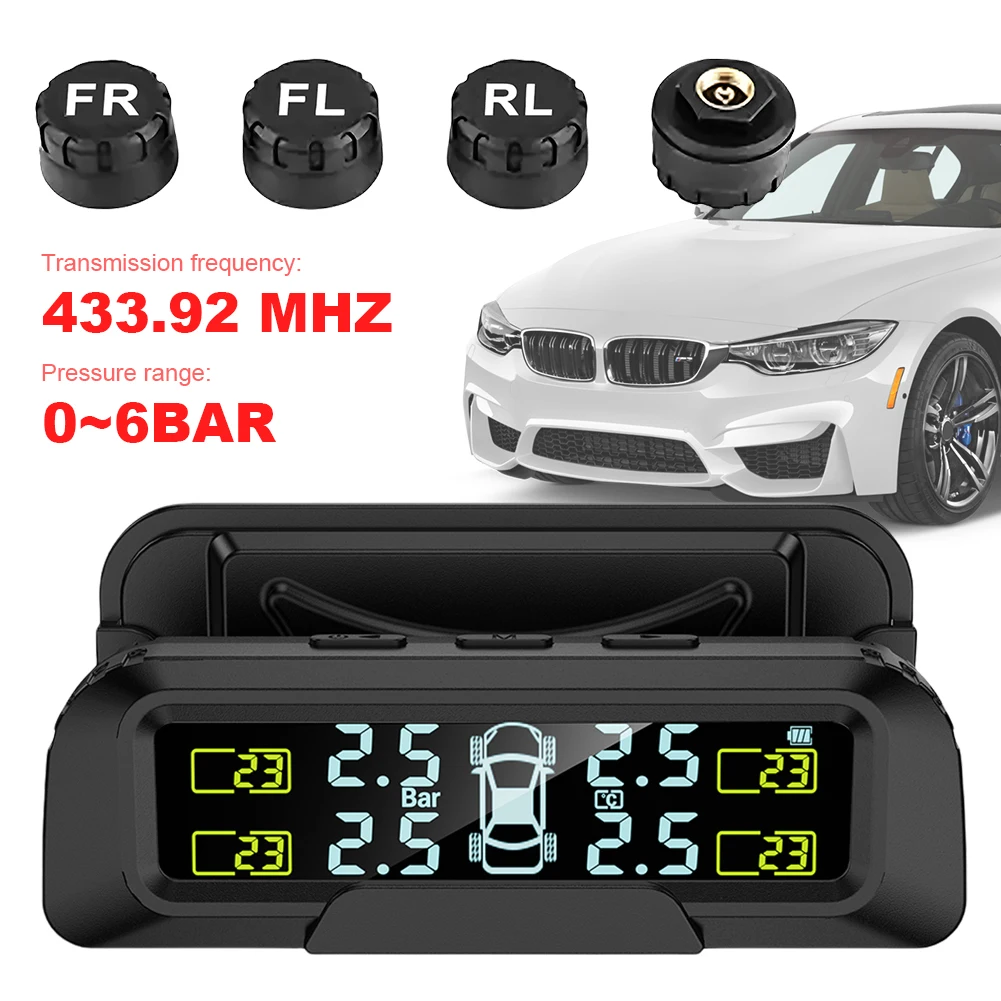 

Tire Pressure Monitor System with 4 External Sensors Tyre Temperature Monitor Universal TPMS for Car SUV Sedan
