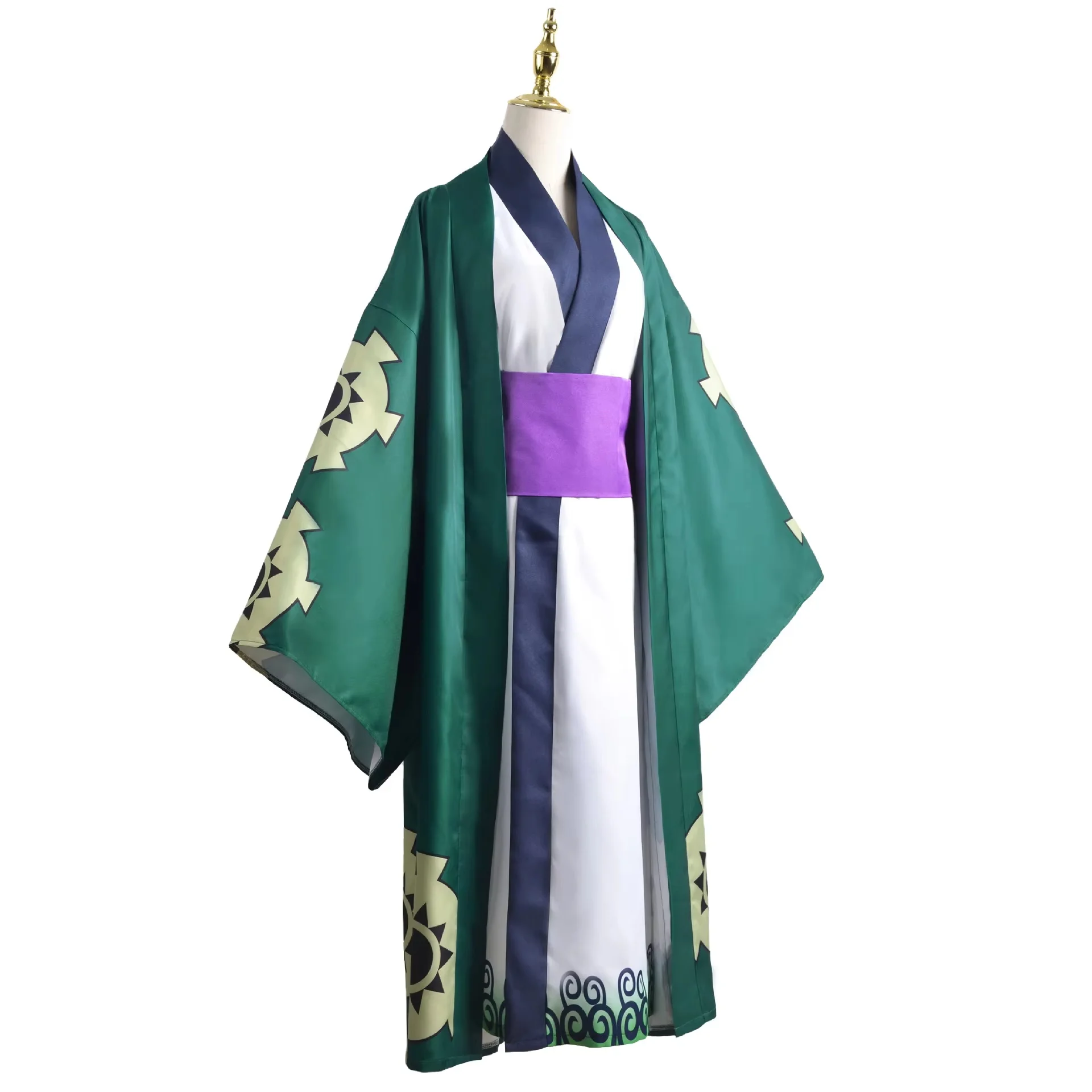 Green Roronoa Zoro Kimono Cosplay Anime Costume Uniform for Halloween Adult Suit Lining Wig Outerwear Girdle Disfraz Halloween image 4