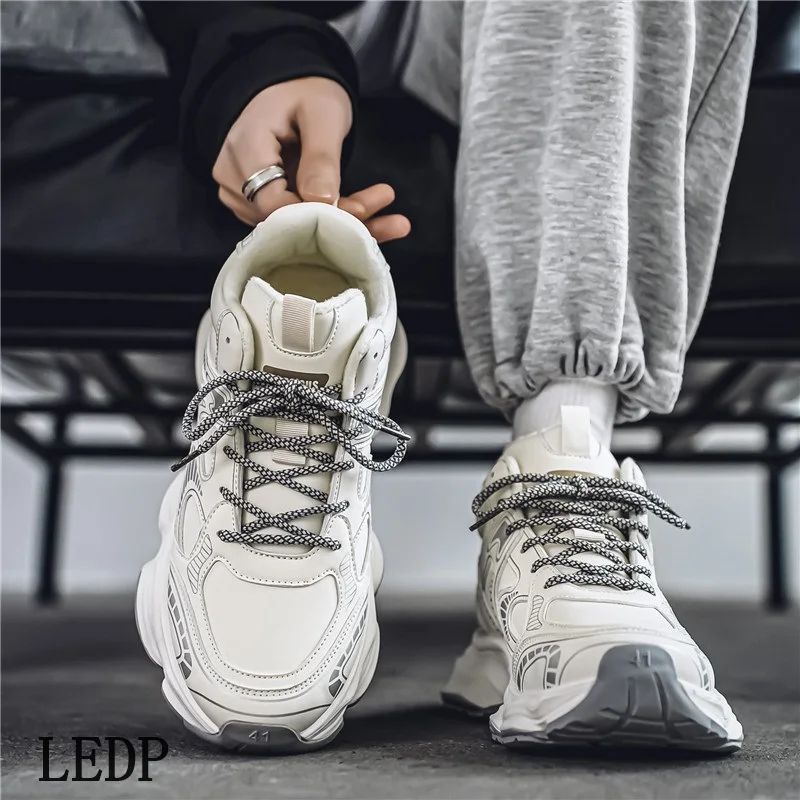 LEDP Retro Senior Sense Daddy Schoenen Mannen 2025, Lente Ins Tide Street Shot Dikke Bodem Liefhebbers Casual Explosie Sneakers