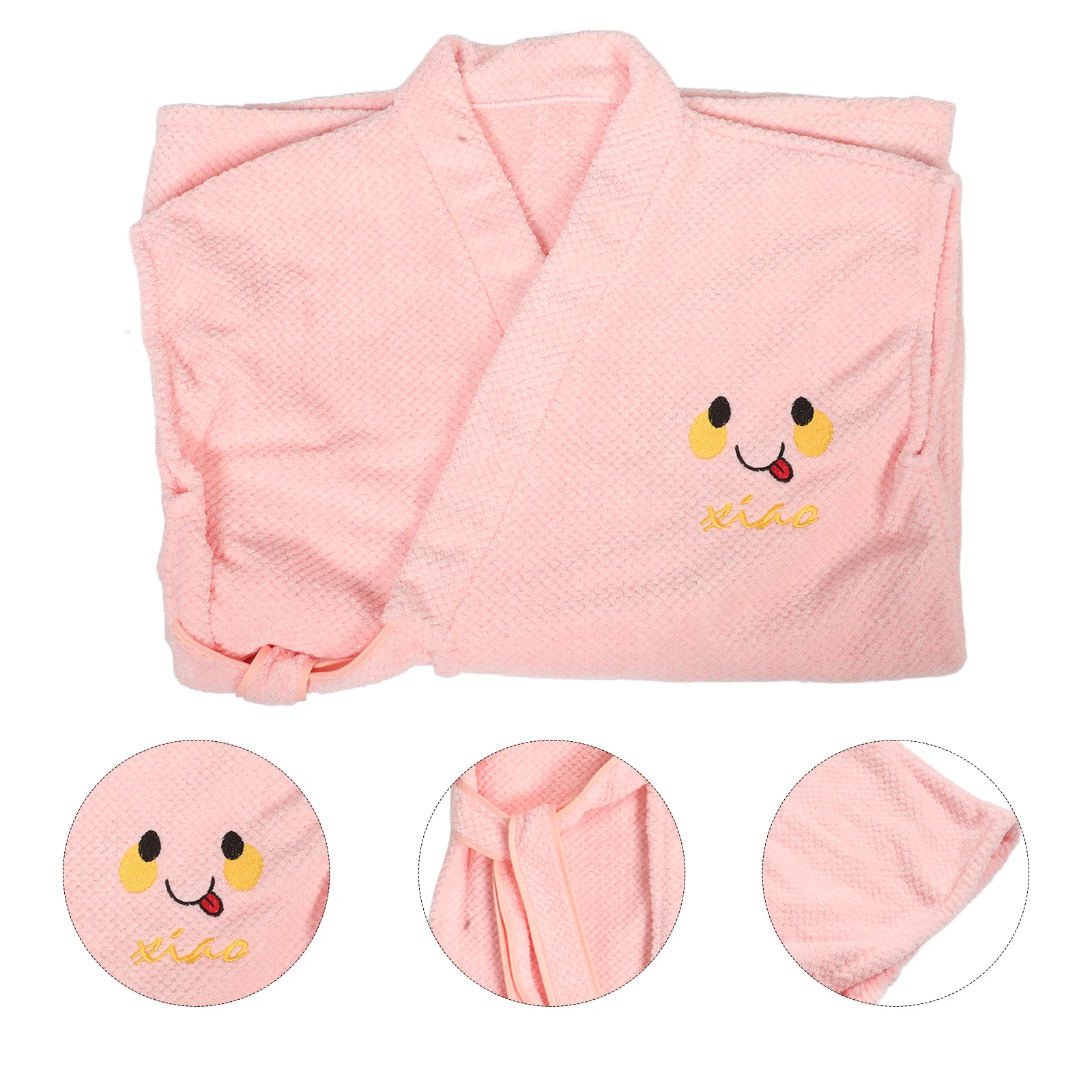 

Wearable Coral Fleece Bathrobe Soft Long Robe Absorbent Bath Towel for Women Travel Home Pink Loofah