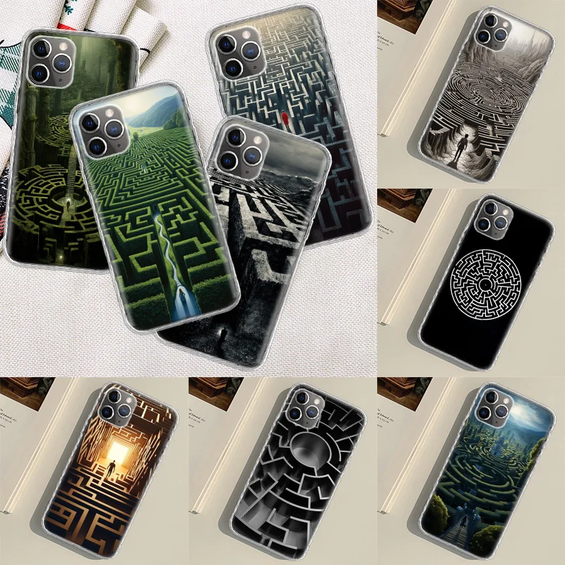 Ancient Maze Phone Case For Apple Iphone 15 14 13 16 Pro Max Cover 11 12 Mini Fundas X XS Max XR 8 7 Plus Capa Shell Coque Silic