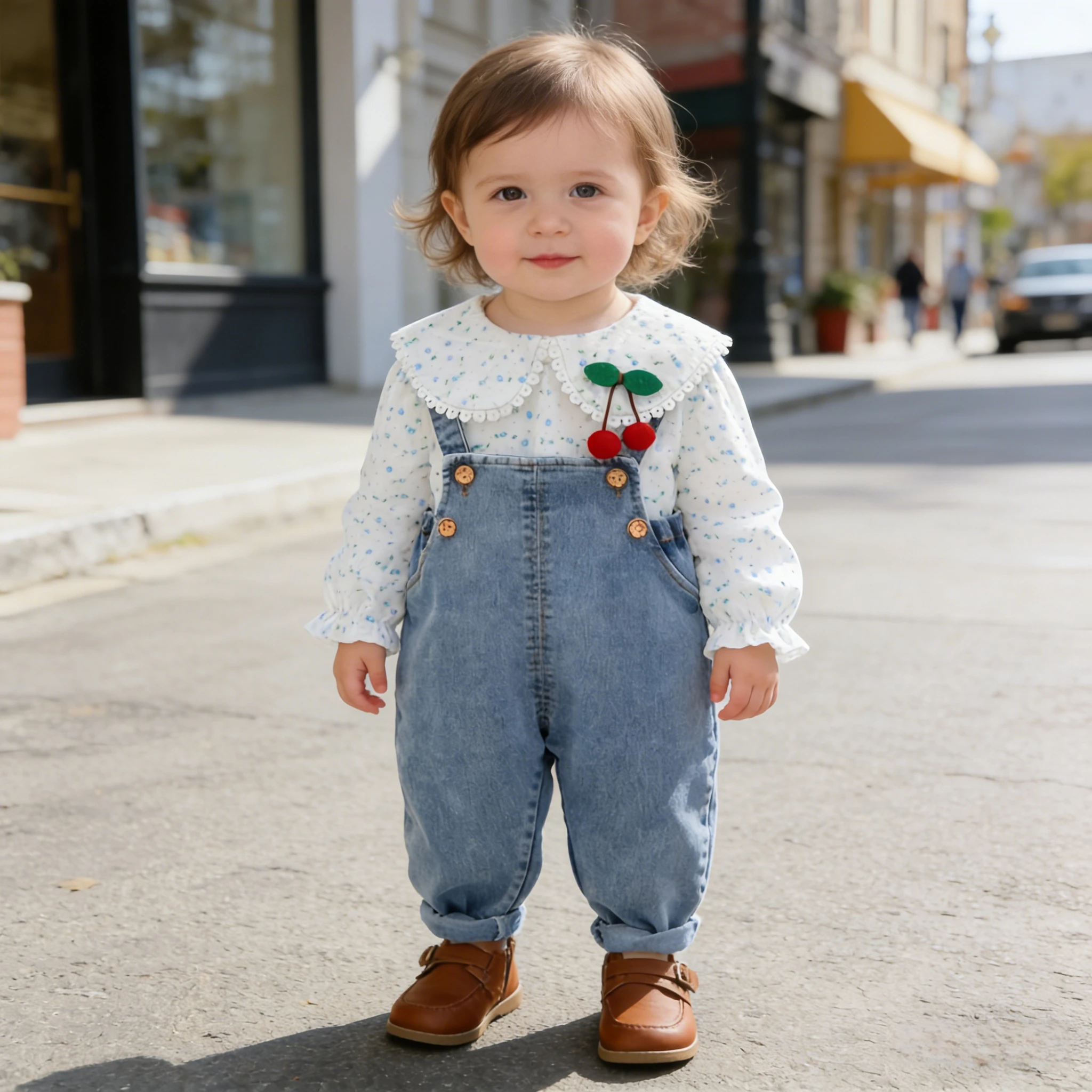 New Spring Autumn Baby Outfit Long Sleeve Blouse + Suspender Overalls Two Piece Clothing Set