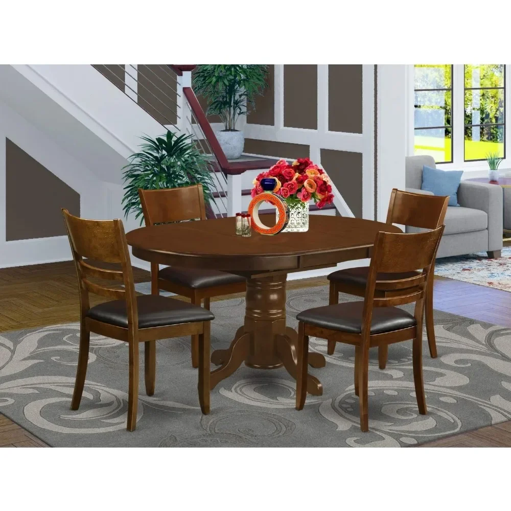 Dining Table Set includes an oval dining table with butterfly leaves and 6 wooden seats, 42x60 inches