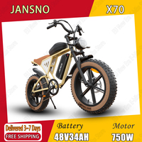 JANSNO Electric Bicycle 750W Powerful Brushless Motor 48V34AH Dual Lithium Battery E-bike 20 Inch Fat Tire Snow Electric Bike