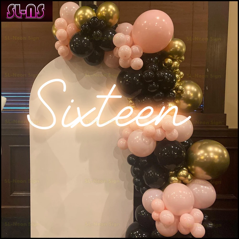 Custom Sixteen 16th Birthday Neon Sign,Sixteen | Neon Flex Sign | Night Lights Handmade Personalized Neon Sign