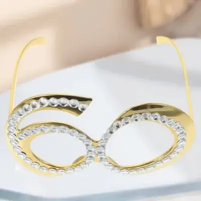 

1pc 1 Pair 60Th Birthday Glasses Rhinestone Plastic Decorative Eyewear Party Photo Props Novelty Glitter Frame Reusable Costume