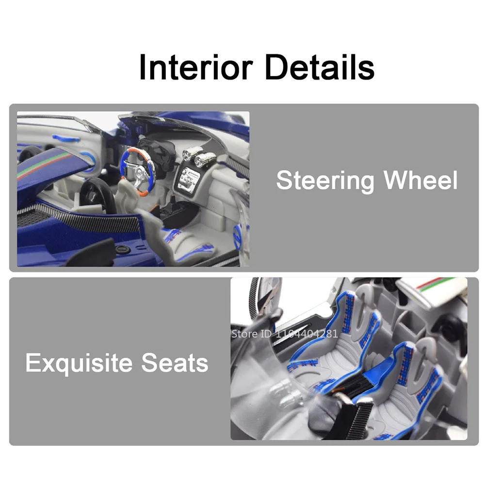 1:24 PAGANI ZONTA HP Huayra Speelgoed Miniatuur Auto Diecast Modellen Deuren Geopend Geluid Licht Trek Voertuigen voor Volwassen Gift Ornament