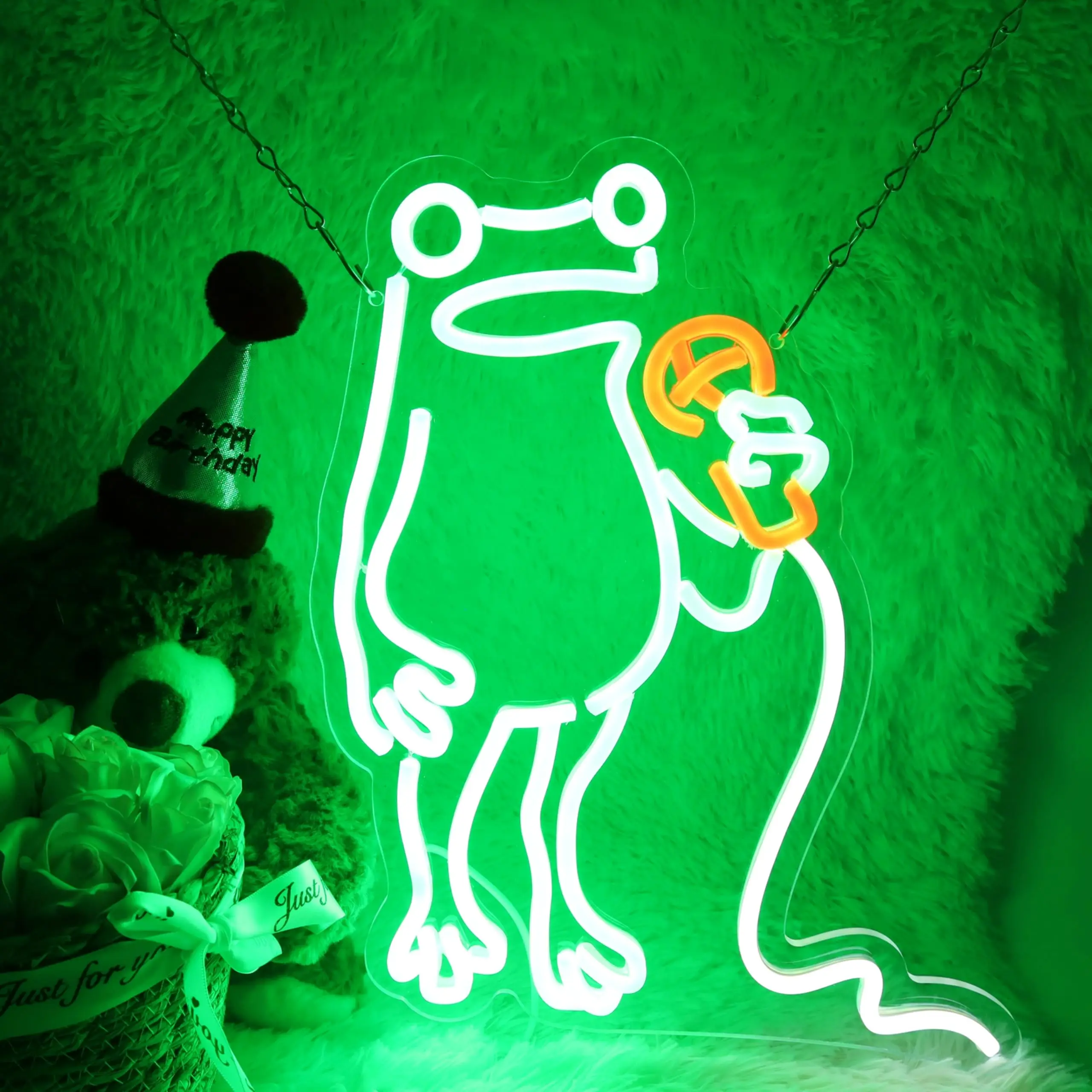 

Frog Singing Neon Sign KTV Sign LED Neon Frog Light for Kids Room Wall Decor Restaurant Music Concert Man Cave Game Room Bar Pub