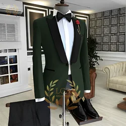 Men's wedding suit 2-piece suit, custom shawl velvet collar single button jacket and pants, slim fit suitable for party dinner