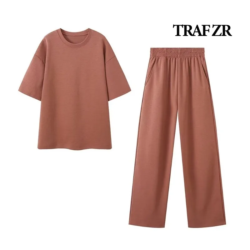 

TRAF ZR Sets for Women 2 Pieces Spring 2024 Sweatsuit Set Women Vintage Y2k Casual Summer Women's Suit Vacation Outfits