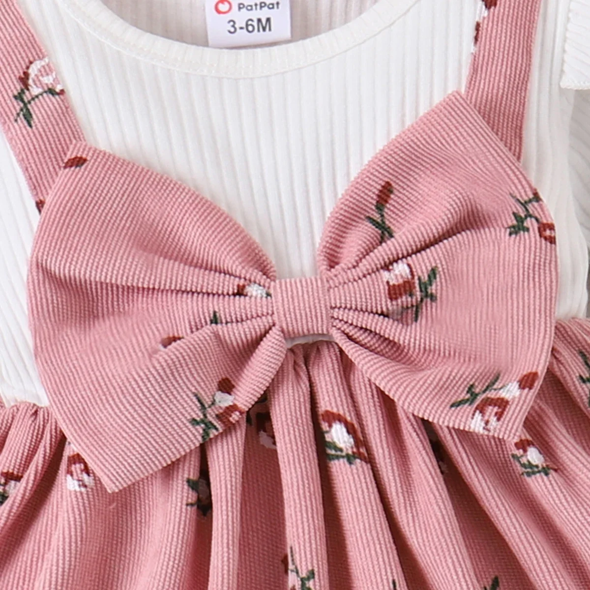 PatPat 2pcs Baby Girl Floral Print Combo Dress with Headband Set Casual/Outdoor Elegant Hyper-Tactile / 3D Sweet