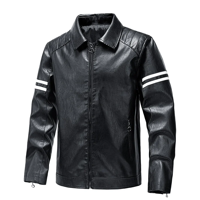 Leather jacket men\'s new autumn and winter Korean style trendy brand warm and casual versatile leather jacket