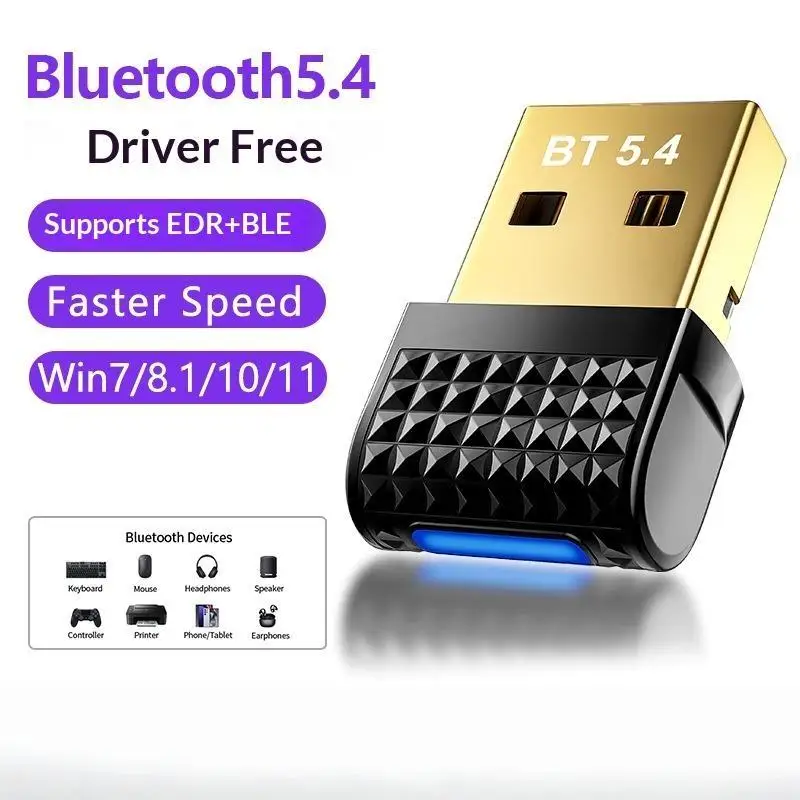 USB Bluetooth Adapter Bluetooth 5.4 Dongle For PC USB Bluetooth 5.4 Receiver BT Transmitter Adapter For Desktop Laptop Keyboard