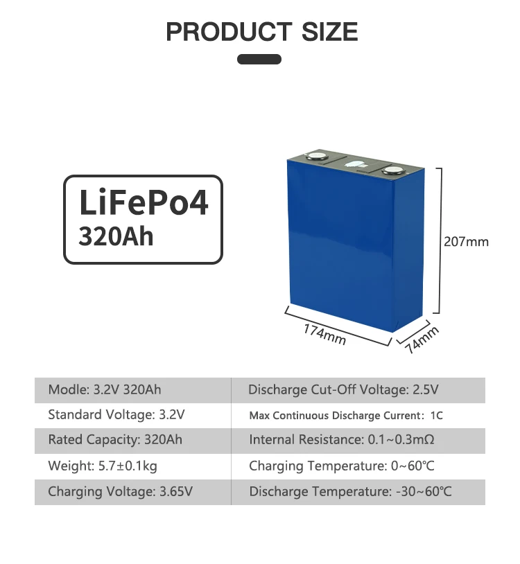 High Capacity 320Ah 340Ah LiFePO4 Cell Brand New 3.2V Lifepo4 Akku Lithium Iron Phosphate Battery For 12V24V 48V Solar Systems