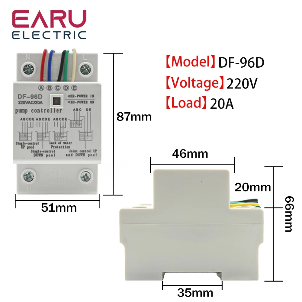 DF-96D D Automatic Water Level Controller Switch 220V Tank Liquid Level Detection Sensor Porbe Water Pump Controller Control