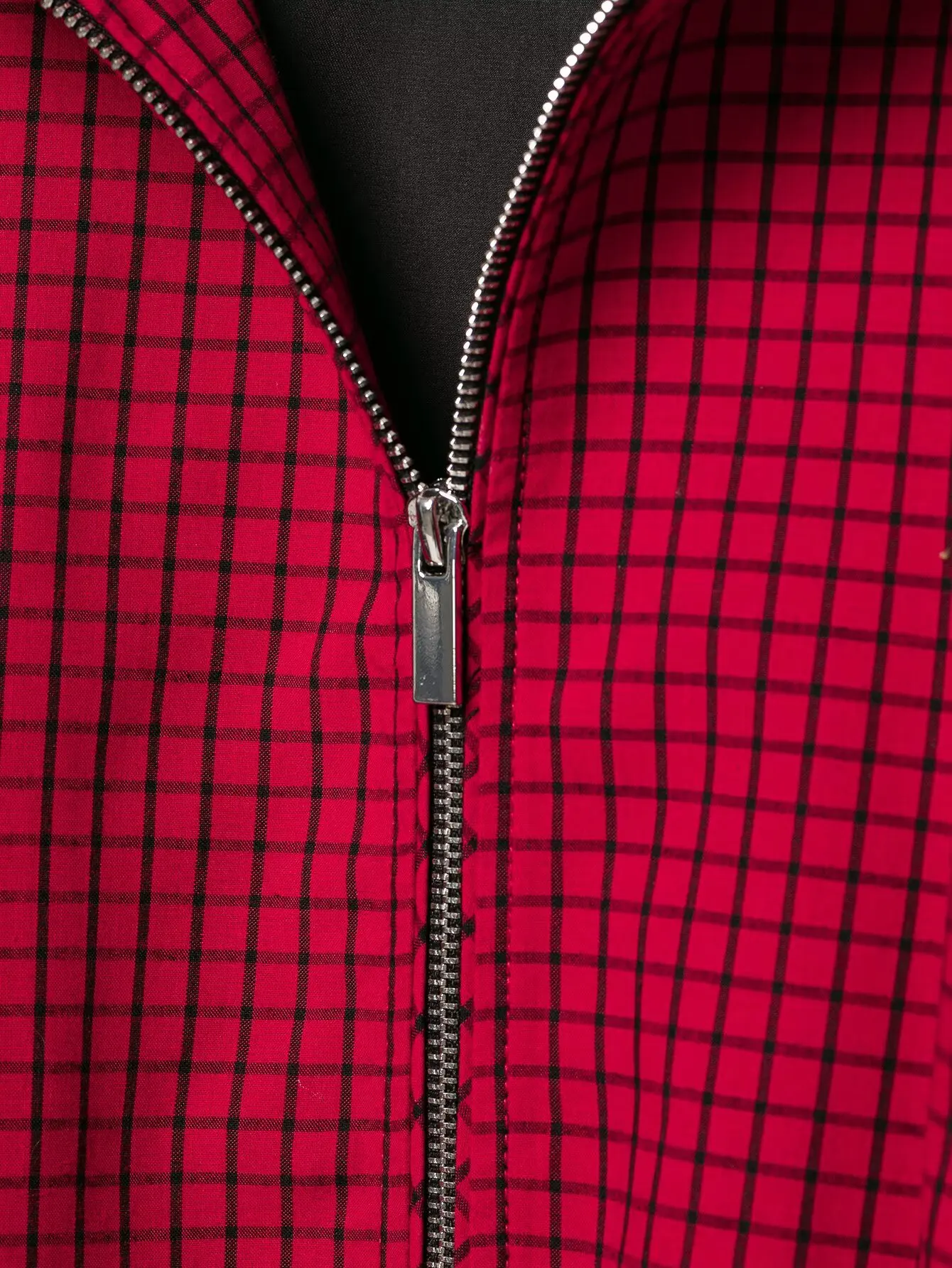 HH Damenmode, rote Jacke mit Karomuster, lange Ärmel, Stehkragen, Reißverschluss, lässiger Frühling/Herbst-Mantel, trendige High-Street-Oberbekleidung – Detail 9