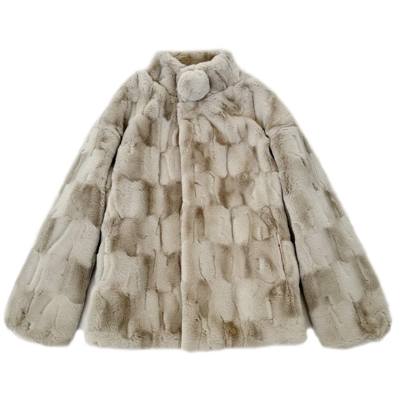

Winter concubine mink fur coat new collar imitation mink hair women's clothing hairball decoration plush clothes thick