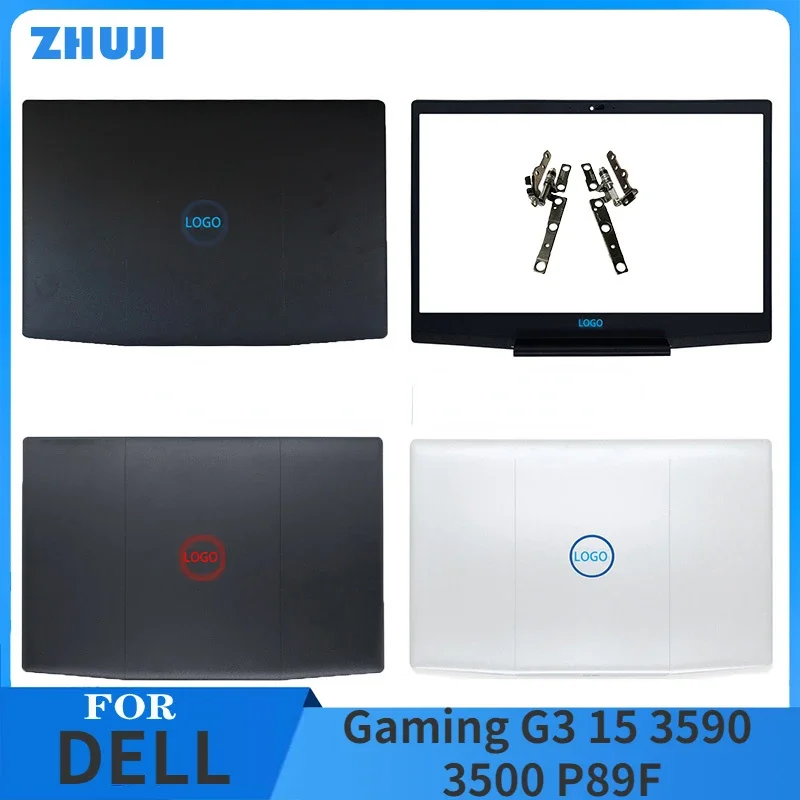 Nova capa para laptop dell gaming g3 15 3590 3500 p89f lcd capa traseira moldura frontal dobradiças azul vermelho branco tela superior tampa traseira parafusos