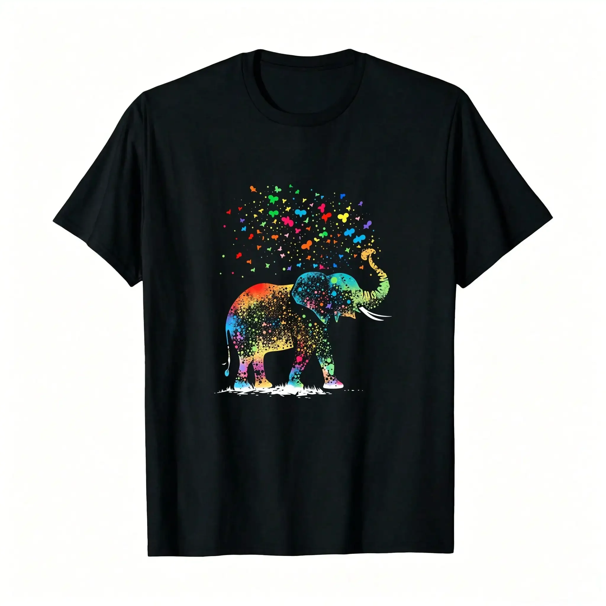 Cute Elephant Lover Animal On Elephant Plus Size Women's Comfortable S_,Breathable And Comfortable Short-Sleeved Round-Neck Top, Suitable For All Seasons, Everyday Wear For Women