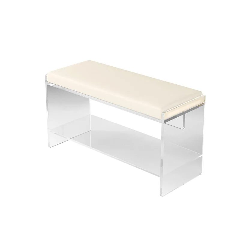 

Light luxury modern acrylic, cream style minimalist seating, shoe changing stool at home door, shoe wearing stool
