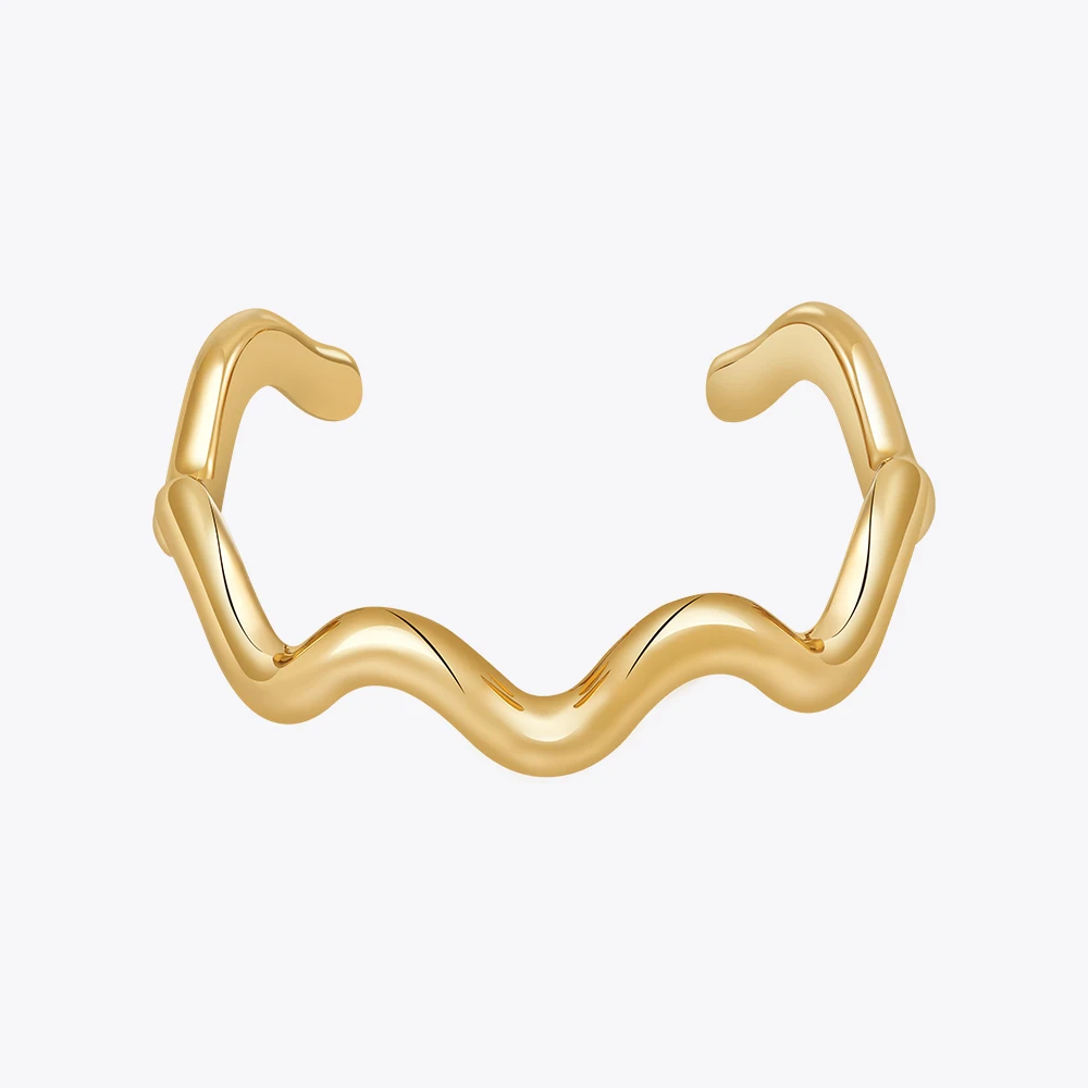 ENFASHION Pulseras Geometry Line Wave Open Bangle For Women 18K Gold Color Plated Fashion Cute Elegant Jewelry Birthday B232359