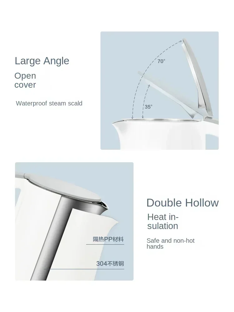 غلاية كهربائية من الفولاذ المقاوم للصدأ ، سعة كبيرة ، انقطاع التيار الكهربائي التلقائي بالكامل ، الاستخدام المنزلي ، 220 فولت ، 304