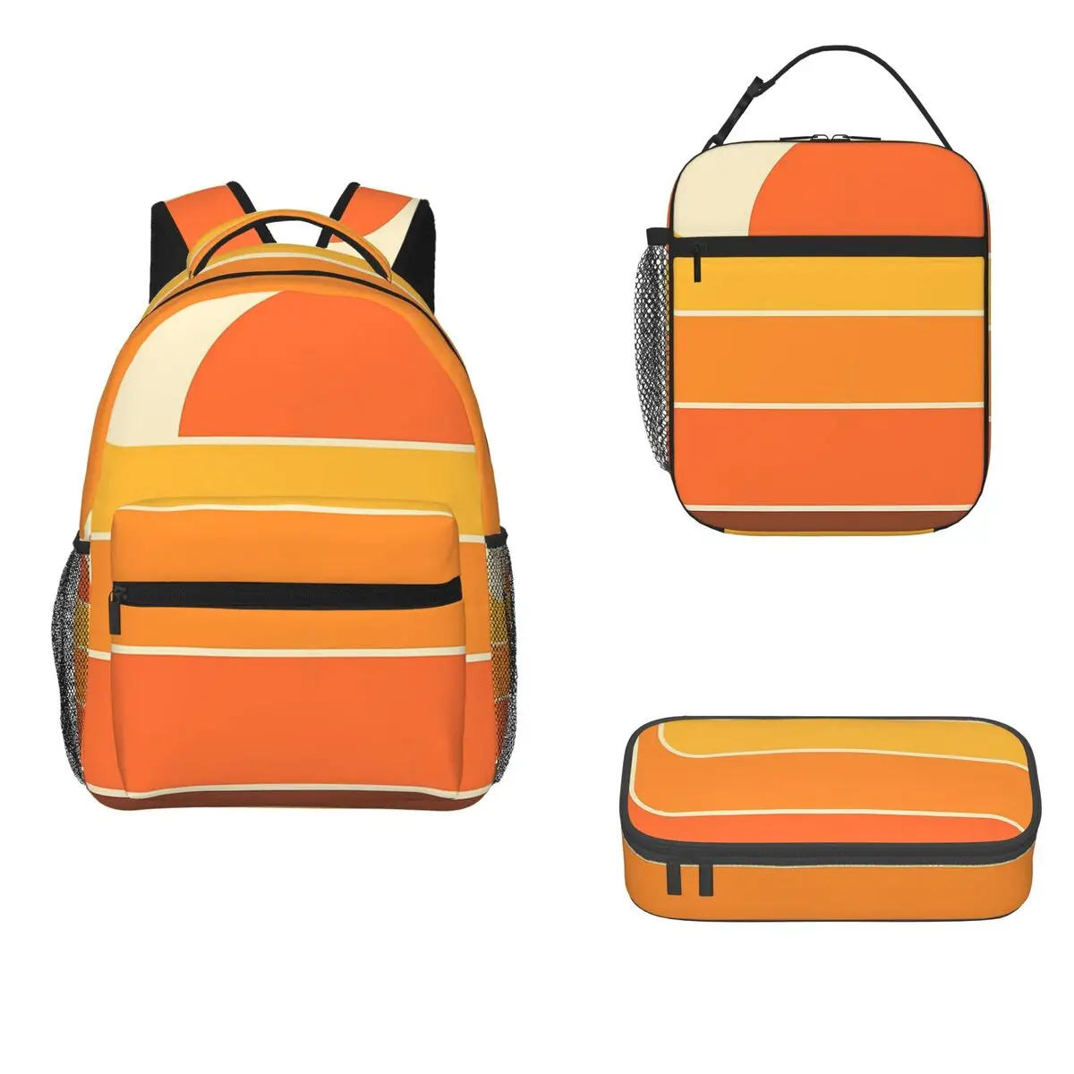 

Retro Geometric Sun Design Backpacks Boys Girls Bookbag Children School Bags Cartoon Rucksack Lunch Bag Pen Bag Three-Piece Set
