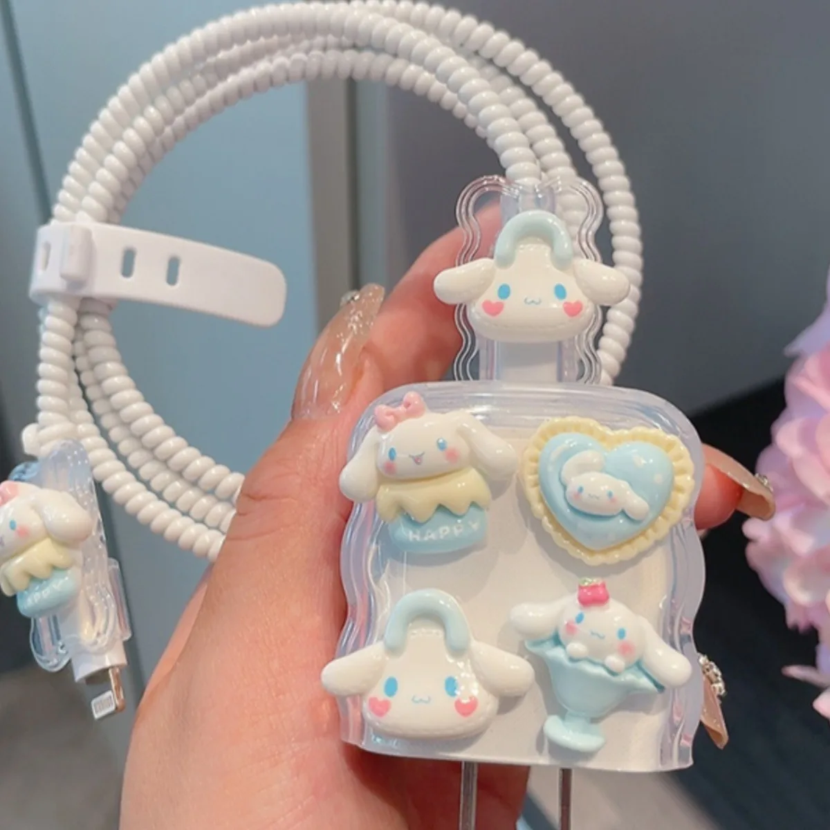 Sanrio Cinnamoroll Data Cable Case Cable Charger Protector Cover iphone14 Charger Case for 13promax Data Cable 20 Anti-break